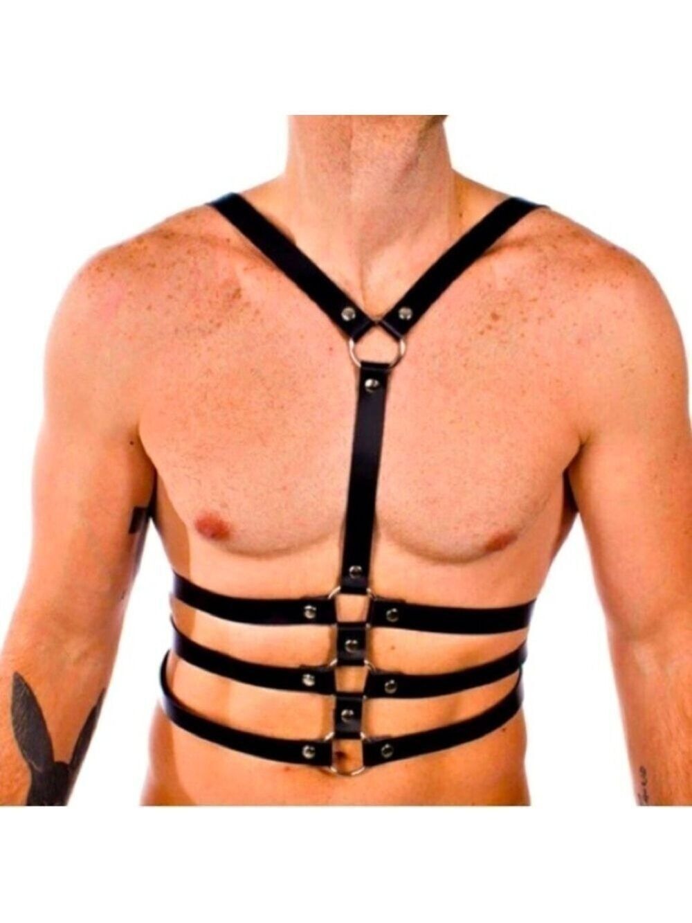 Men's Cross Back Body Vegan Leather Chest Harness Black Hot Accessory Punk New